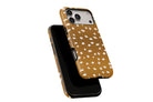 Side view of Freckled phone case showing button cut-outs