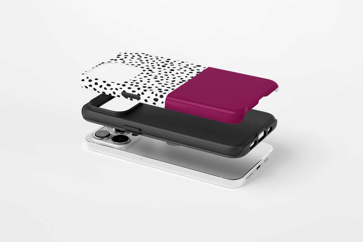 Geo Dots (Burgundy) Tough phone case showing protective case profile