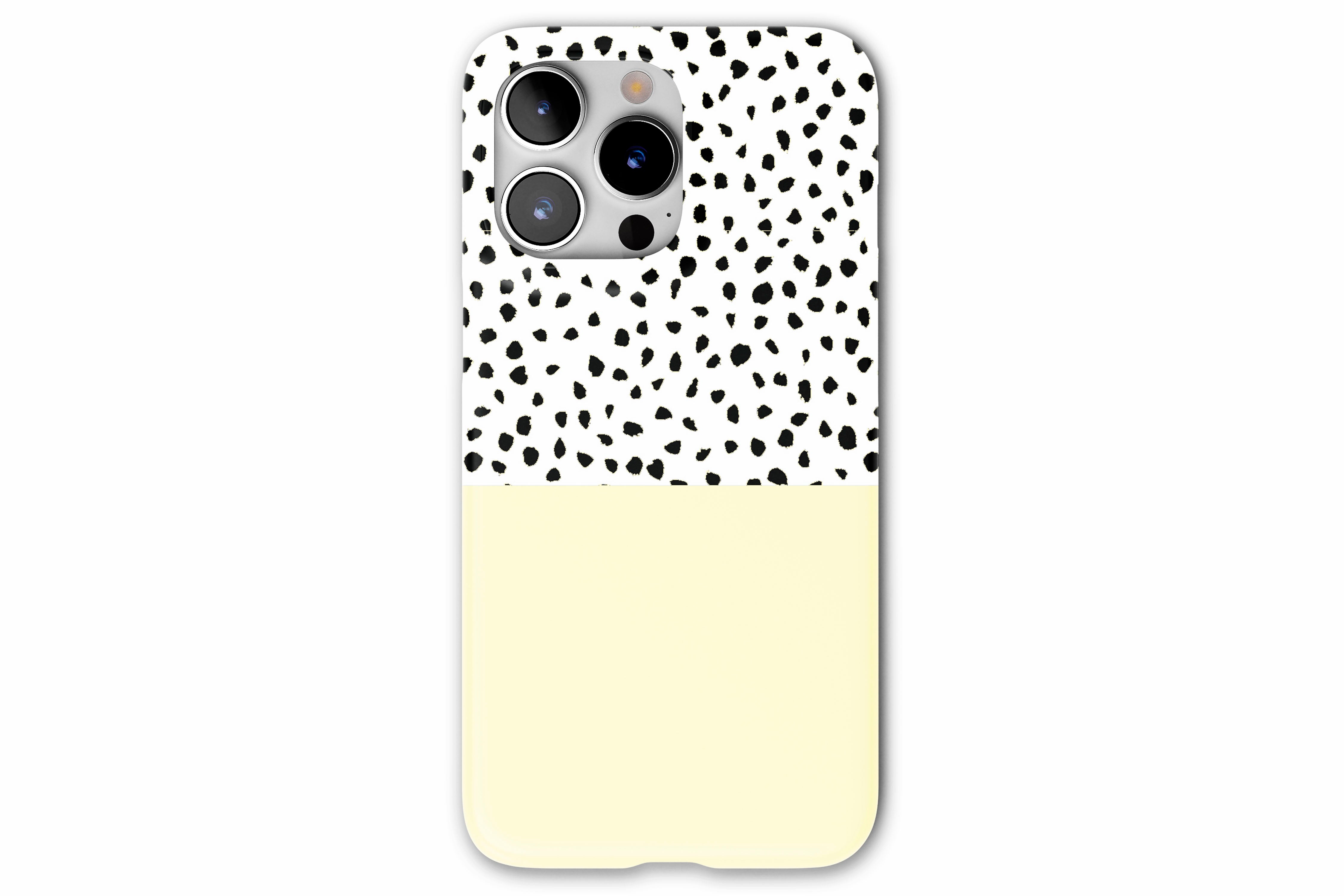 Front view of Geo Dots (Butter Yellow) case showing geometric dots print design