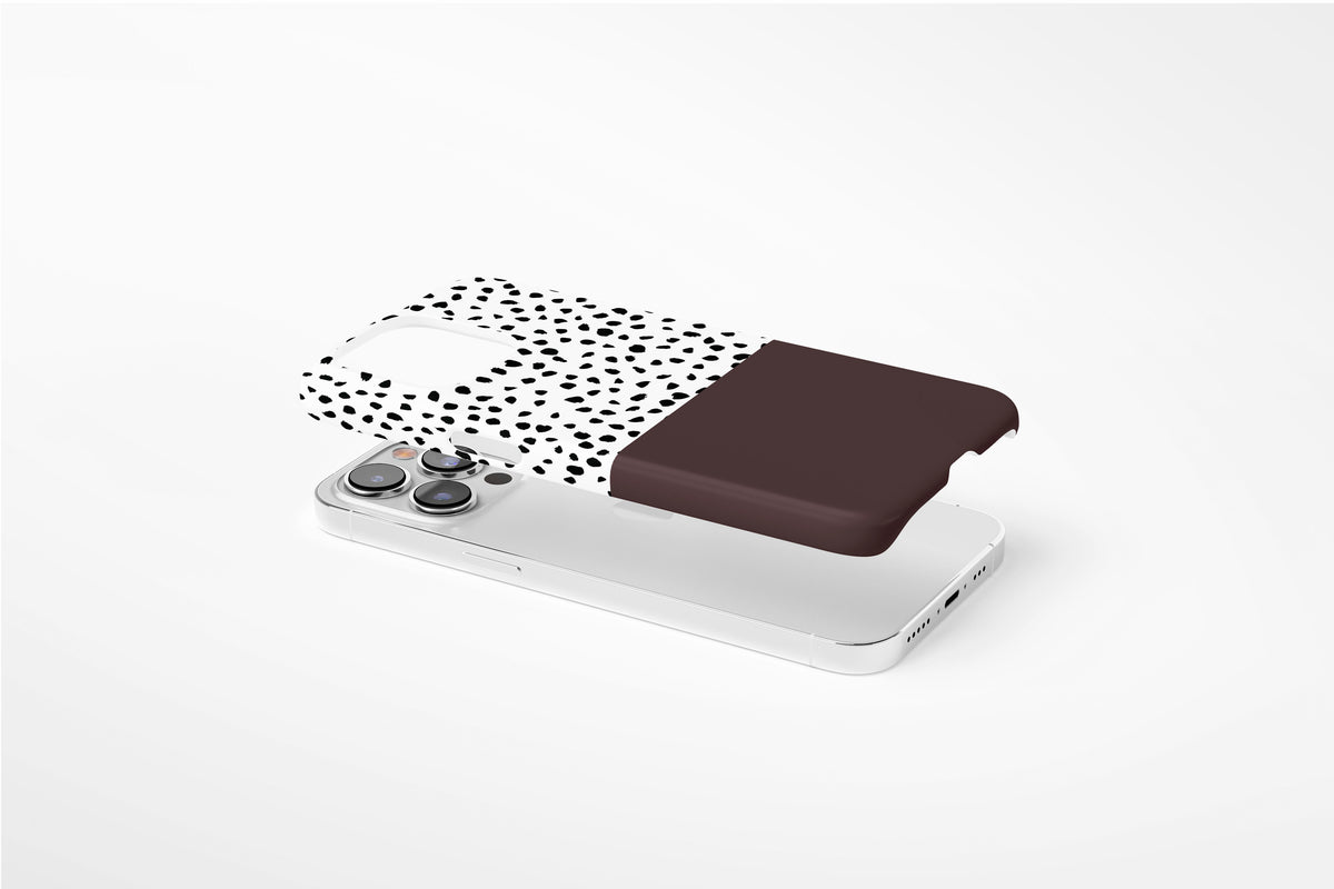 Geo Dots (Espresso) Slim phone case showing lightweight case profile