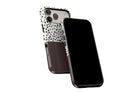 Side view of Geo Dots (Espresso) phone case showing button cut-outs