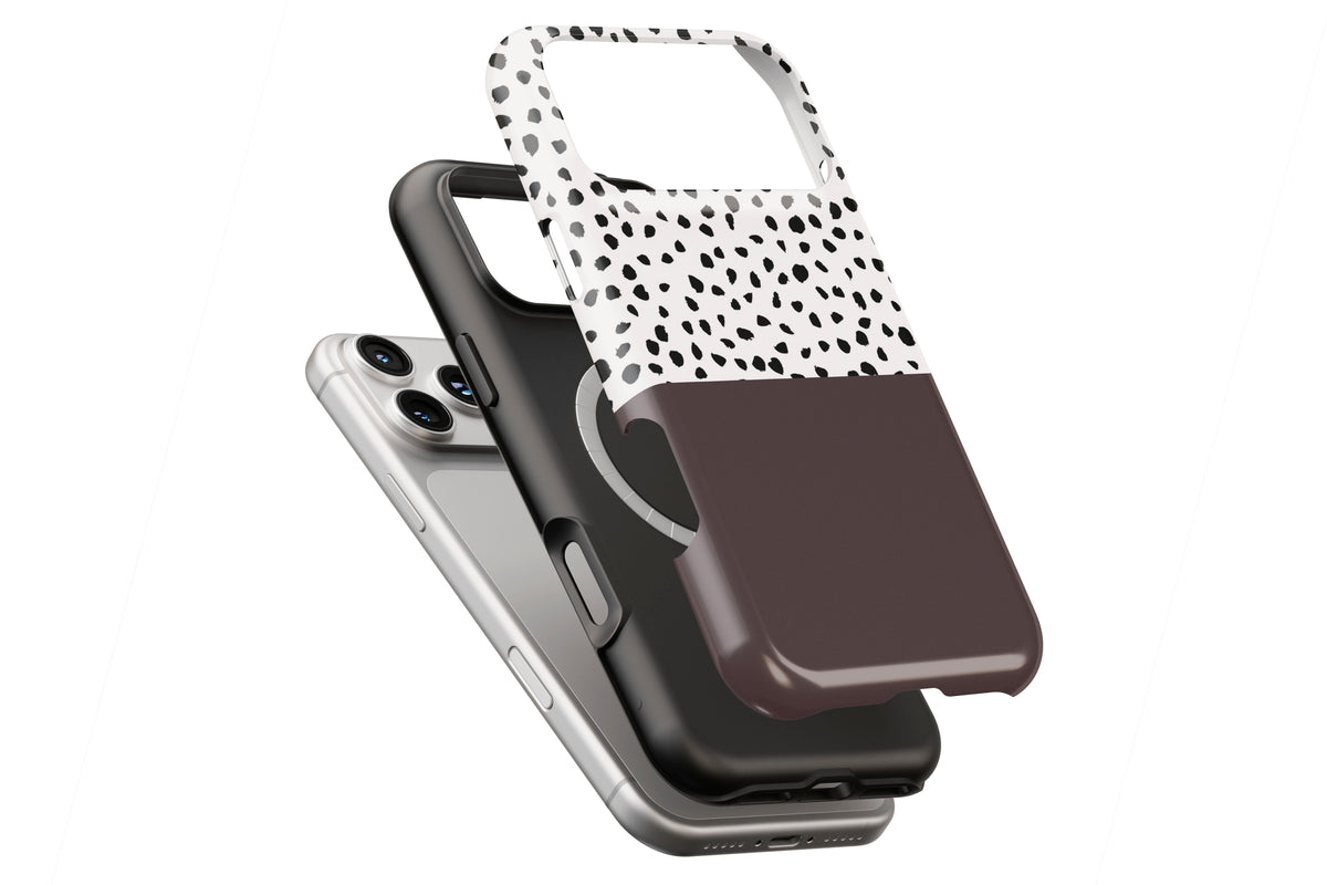 Geo Dots (Espresso) MagTough phone case compatible with selected iPhone models