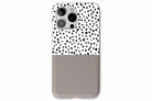 Front view of Geo Dots (Latte) case showing geometric dots print design