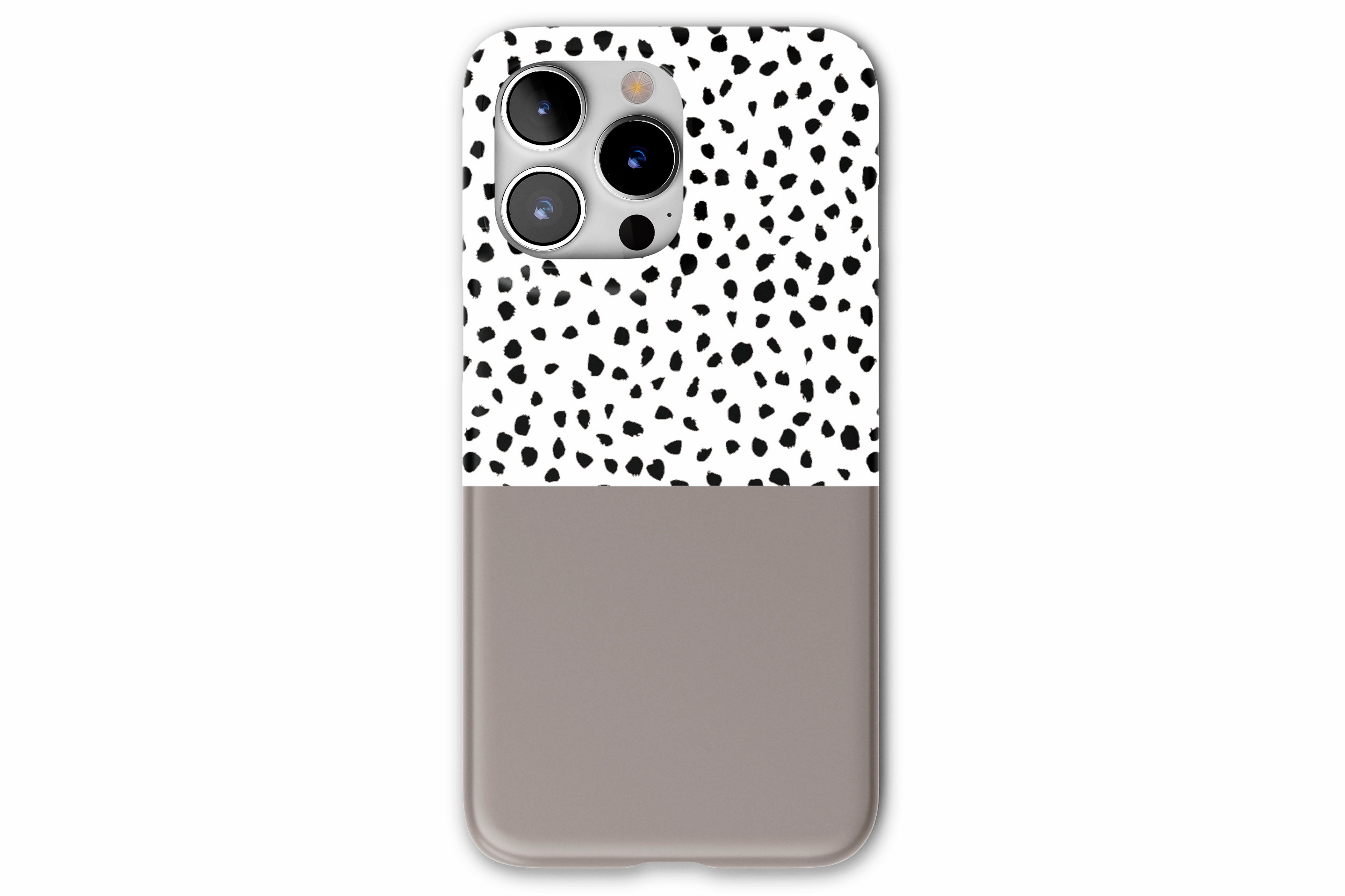 Front view of Geo Dots (Latte) case showing geometric dots print design