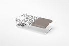 Side view of Geo Dots (Latte) case showing an example of slim case