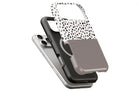 Geo Dots (Latte) magnetic case showing built-in magnetic ring compatible with MagSafe charging
