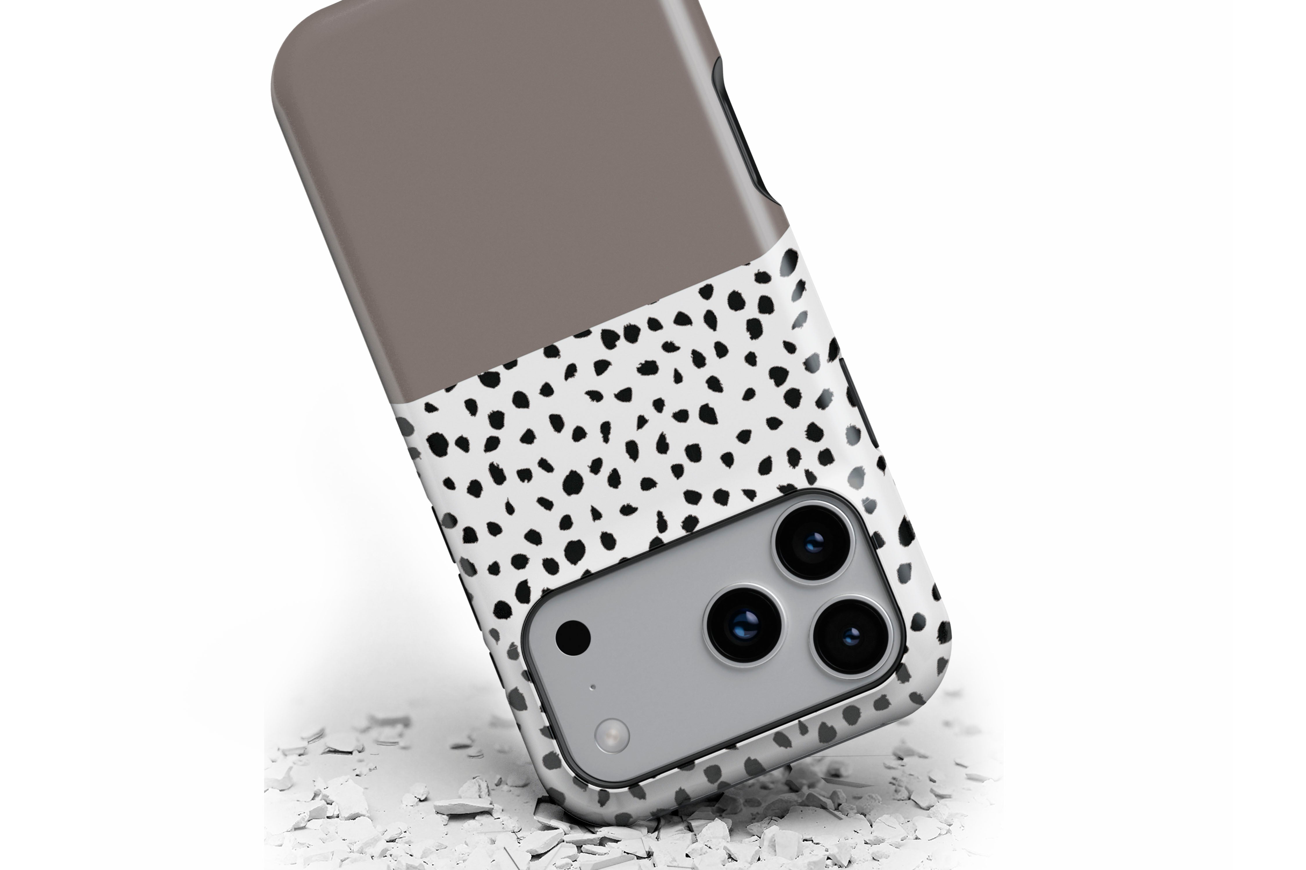 Front view of Geo Dots (Latte) magnetic tough case showing geometric dots print design