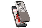 Side view of Geo Dots (Latte) magnetic tough case showing button cut-outs