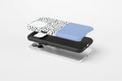 Side view of Geo Dots (Light Blue) case showing an example of tough case
