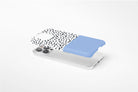 Side view of Geo Dots (Light Blue) case showing an example of slim case