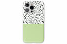 Front view of Geo Dots (Matcha) case showing geometric dots print design