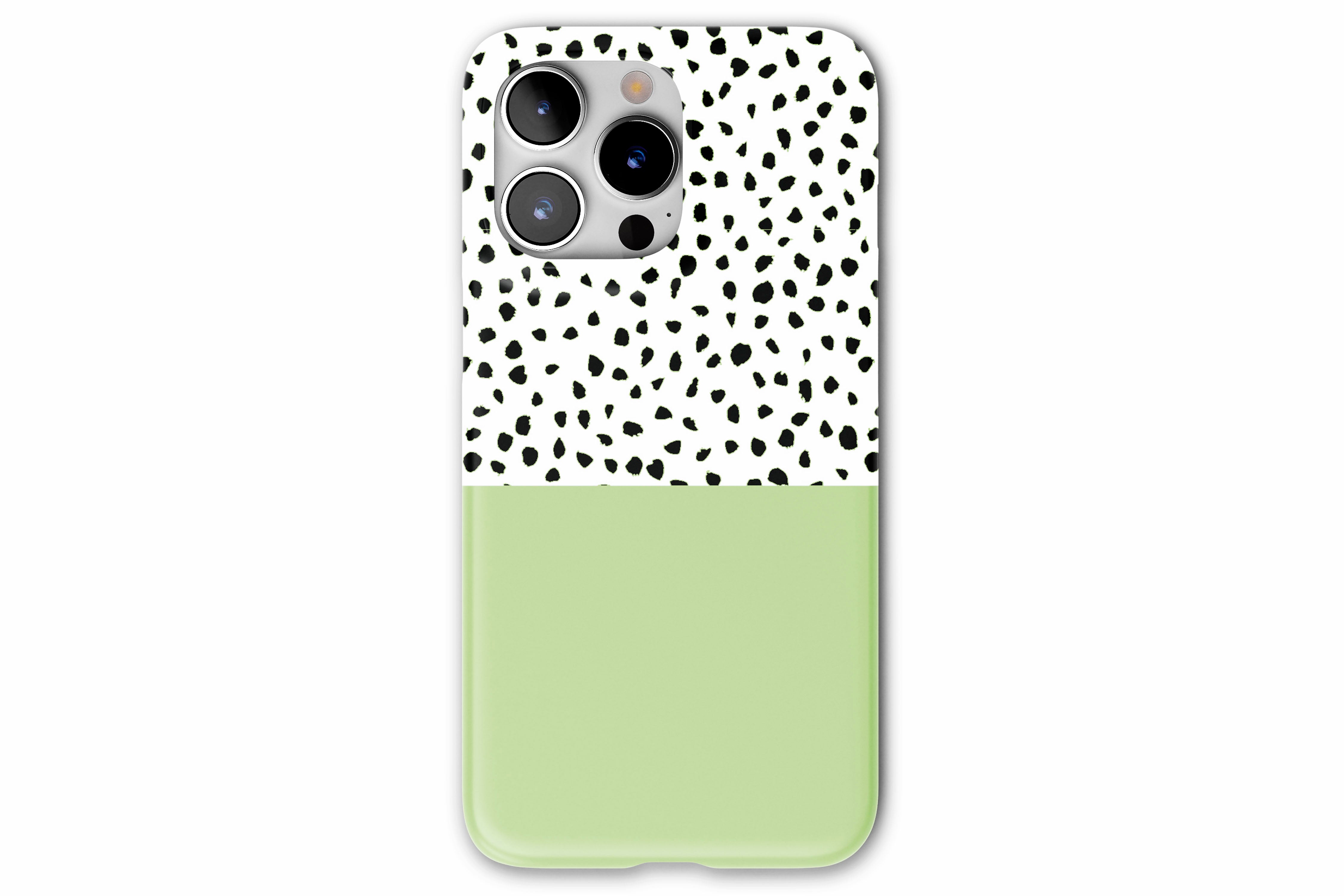 Front view of Geo Dots (Matcha) case showing geometric dots print design