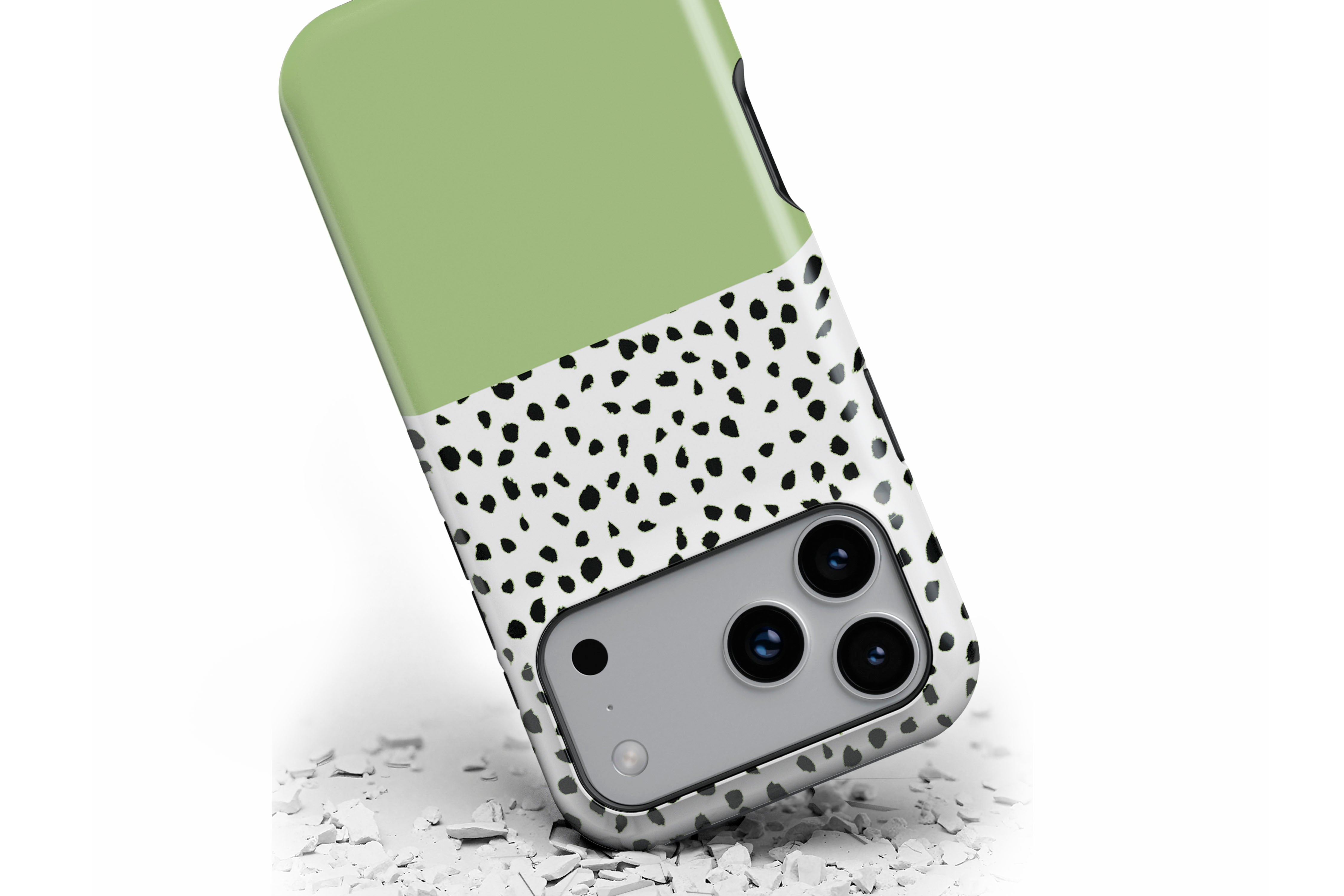 Front view of Geo Dots (Matcha) magnetic tough case showing geometric dots print design
