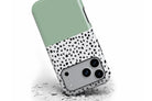 Front view of Geometric Dots Green magnetic tough case showing dotty design