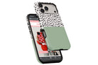 Side view of Geometric Dots Green magnetic tough case showing button cut-outs