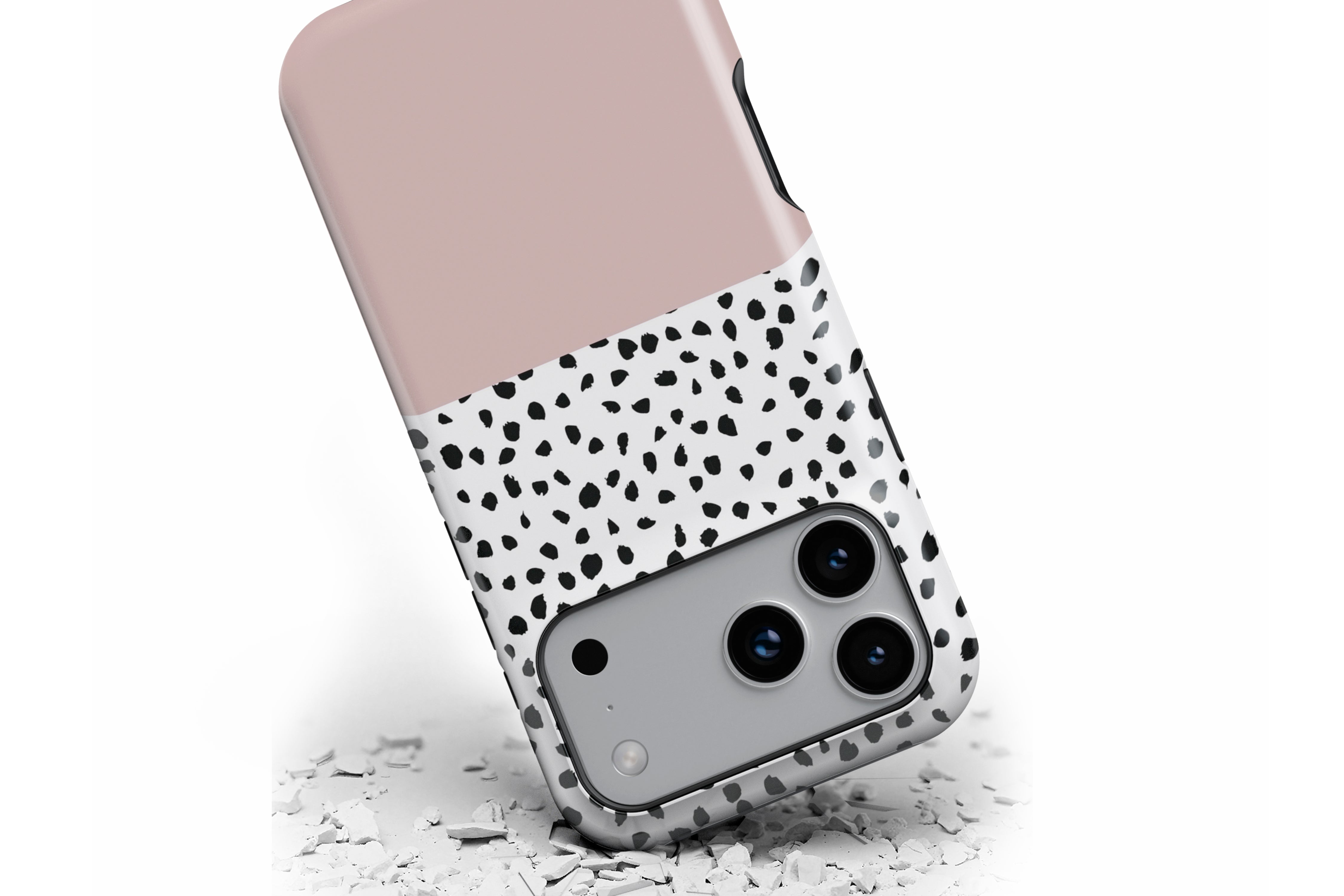 Front view of Geometric Dots Pink magnetic tough case showing dotty design