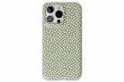 Front view of Green Dots case showing dotty print design