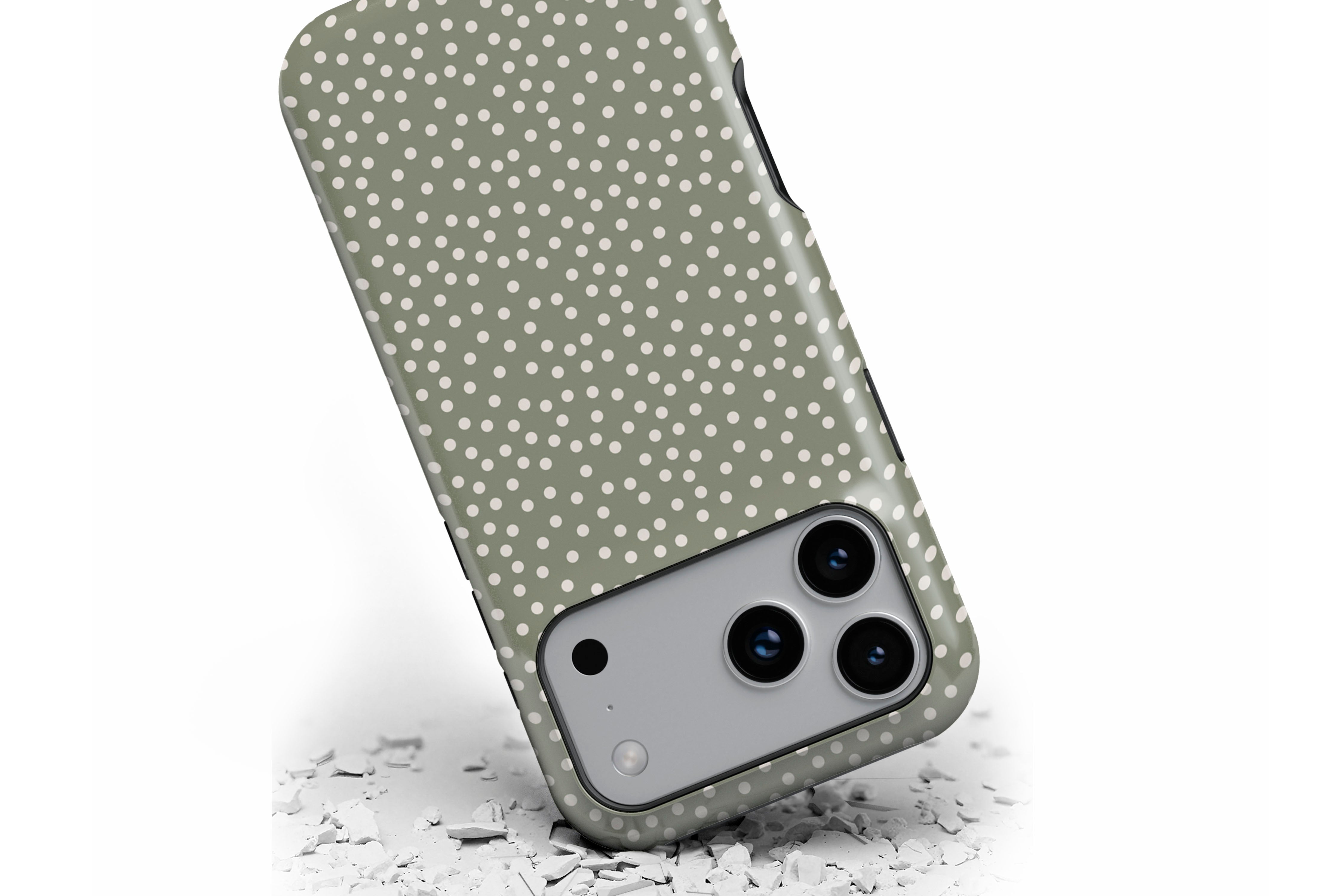 Front view of Green Dots magnetic tough case showing dotty design
