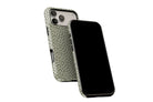 Side view of Green Dots phone case showing button cut-outs