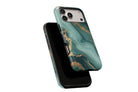 Side view of Green Marble phone case showing button cut-outs