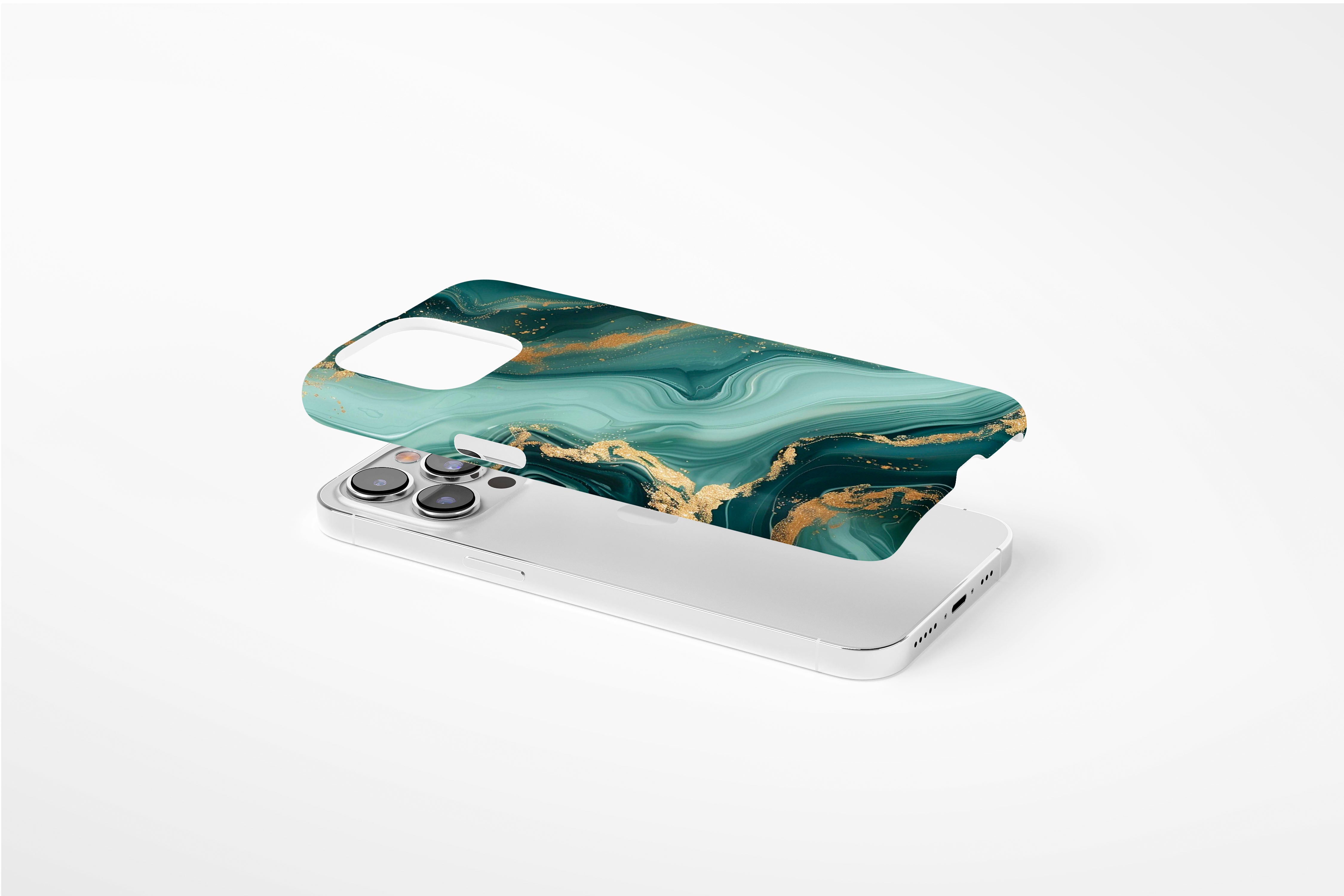 Side view of Green Marble case showing  an example of slim case