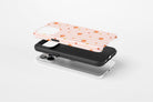 Side view of Hey There Pumpkin case showing an example of tough case