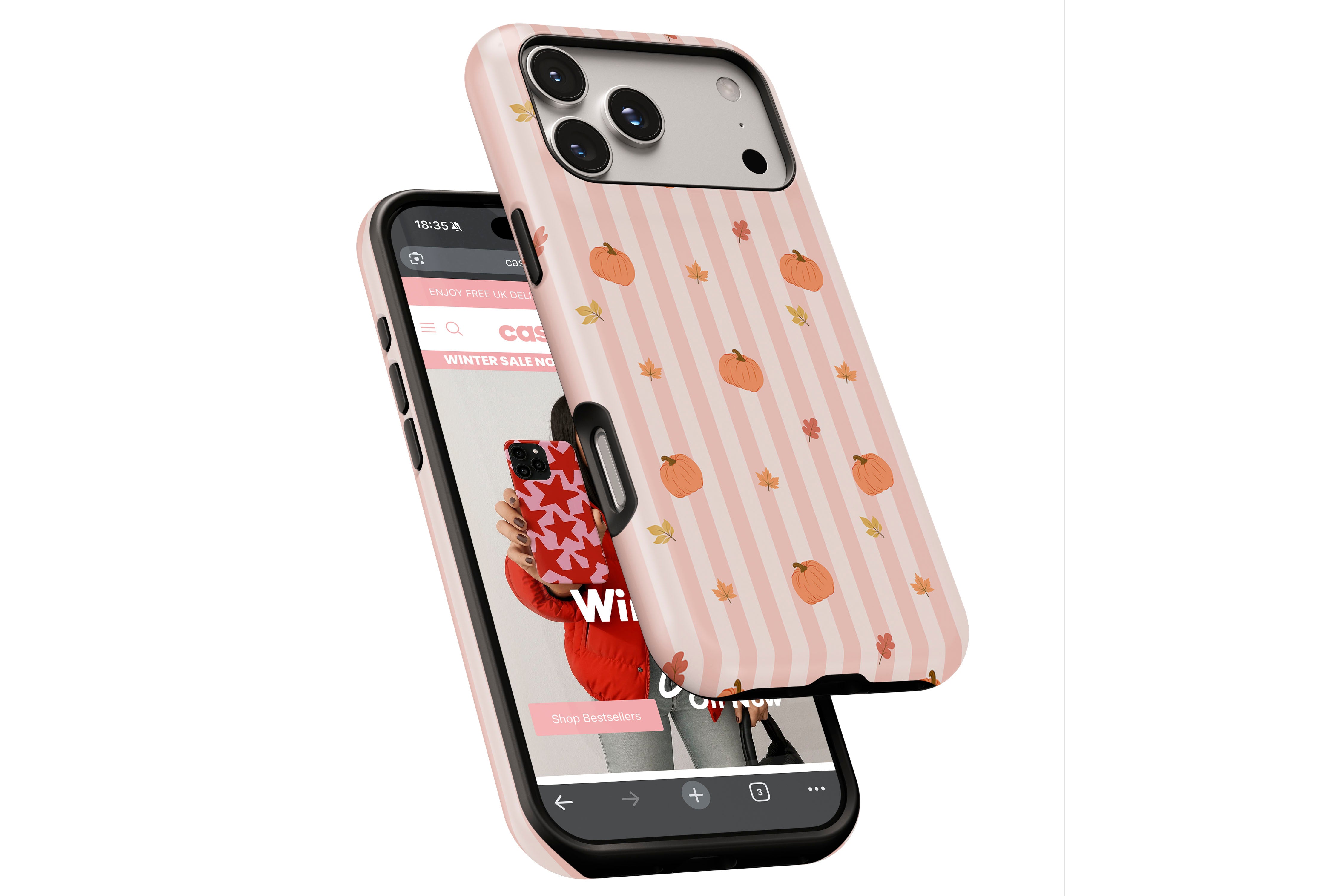 Side view of Hey There Pumpkin magnetic tough case showing button cut-outs