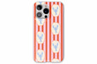 Front view of Lobster case showing lace abstract stripes and lobsters design