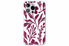 Front view of Matisse (Burgundy) phone case showing burgundy botanical line print on a cream base