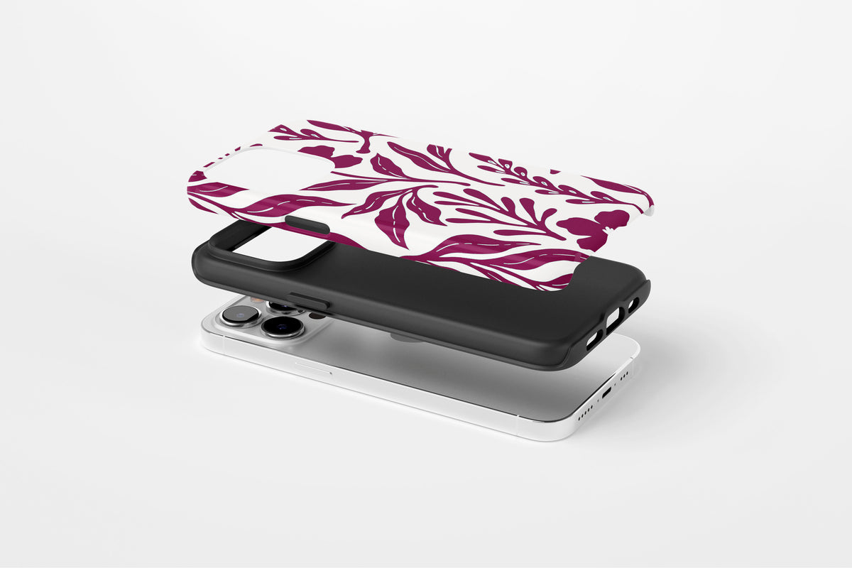 Matisse (Burgundy) Tough phone case showing protective case profile