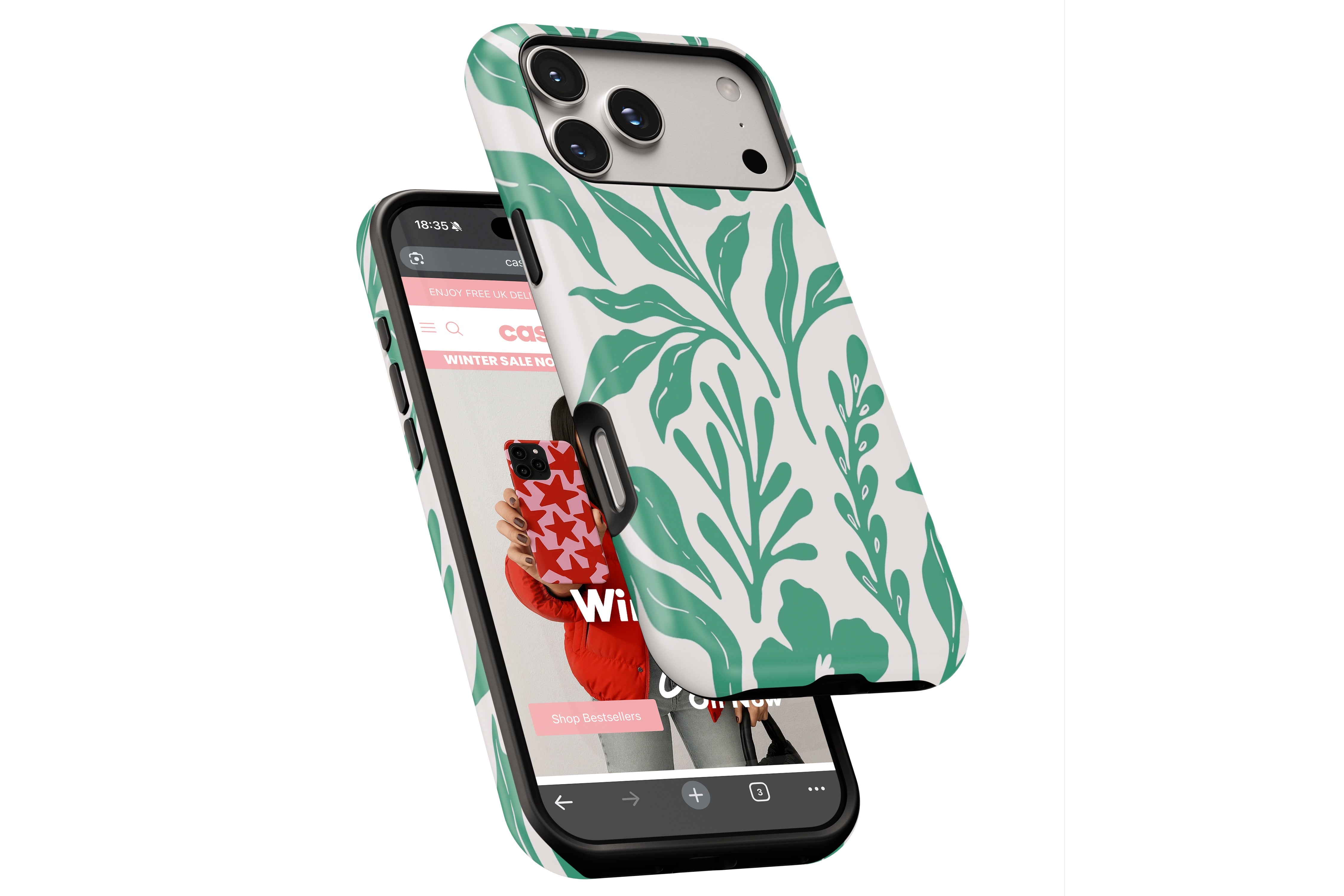 Side view of Matisse Green magnetic tough case showing button cut-outs