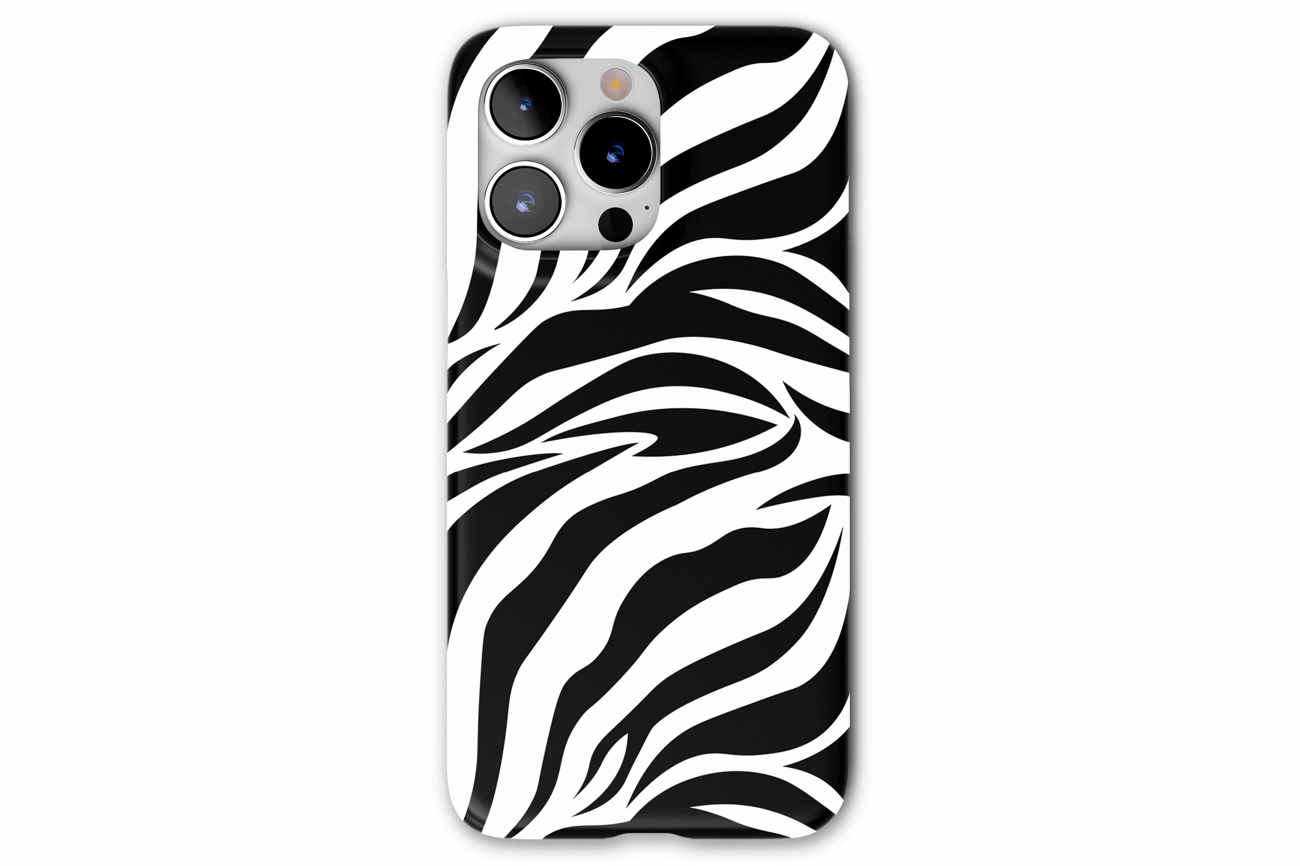 Front view of Mono Zebra case showing animal print design