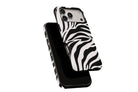 Side view of Mono Zebra phone case showing button cut-outs