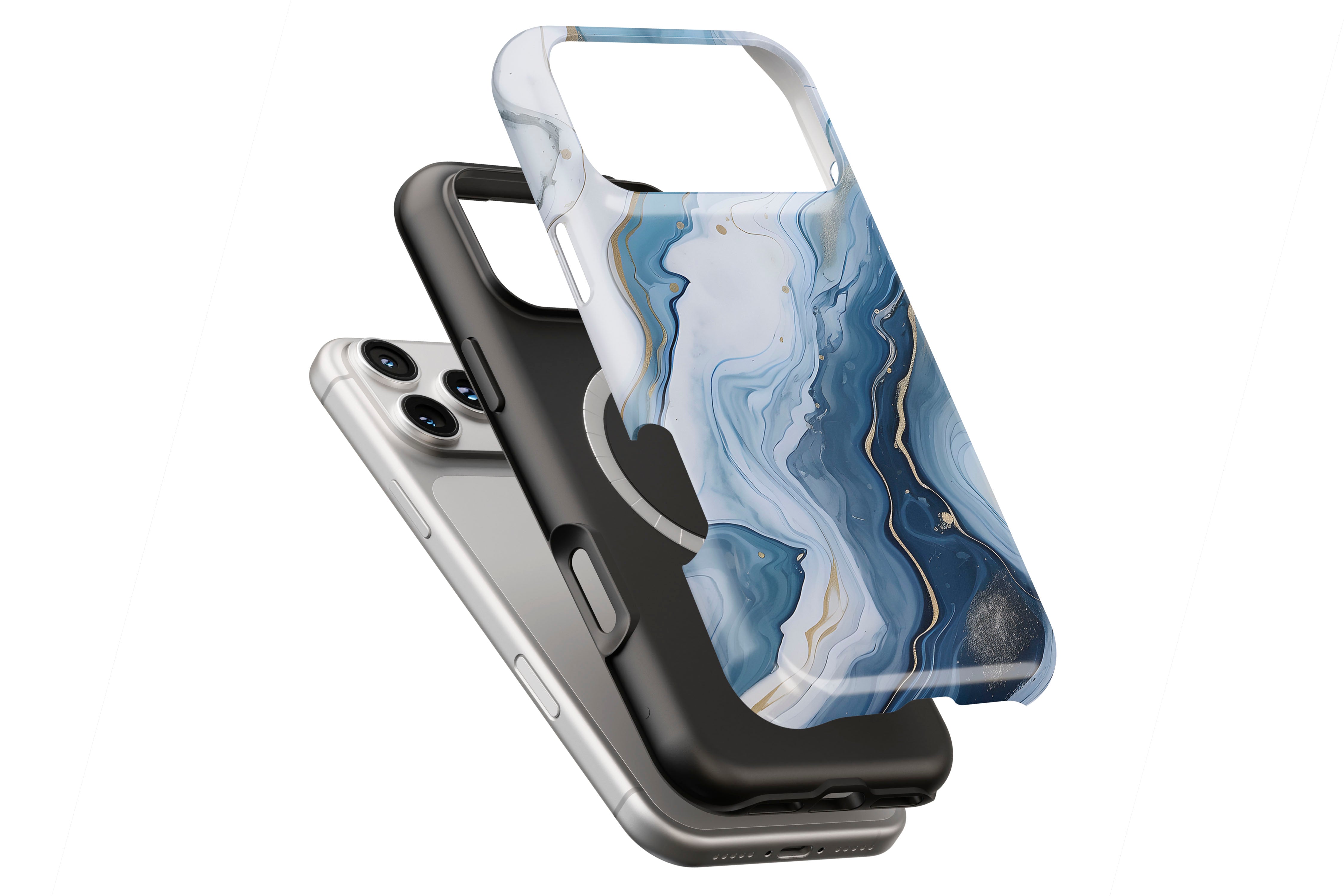 Opulent Blue magnetic case showing built-in magnetic ring compatible with MagSafe charging