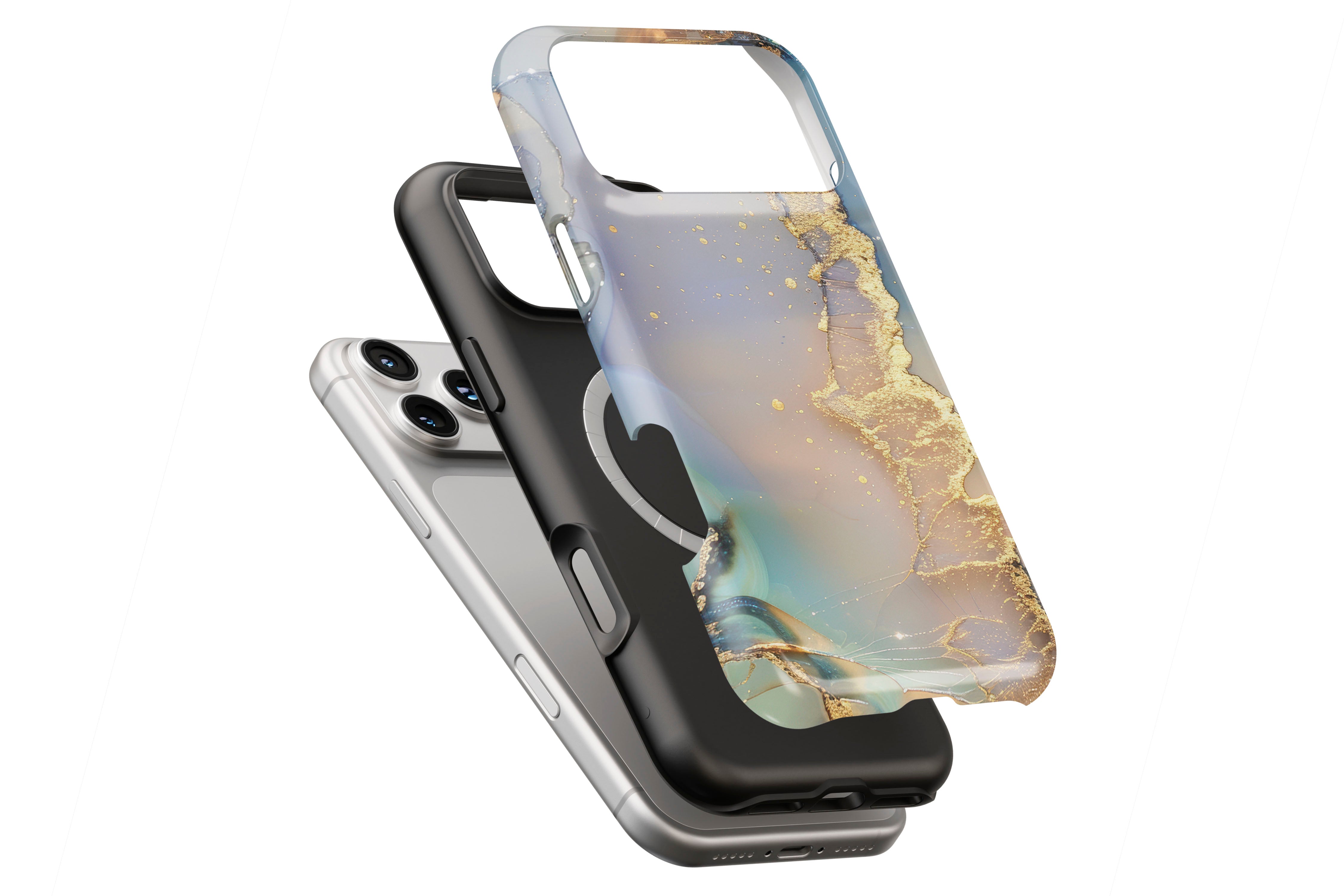 Opulent Marble magnetic case showing built-in magnetic ring compatible with MagSafe charging