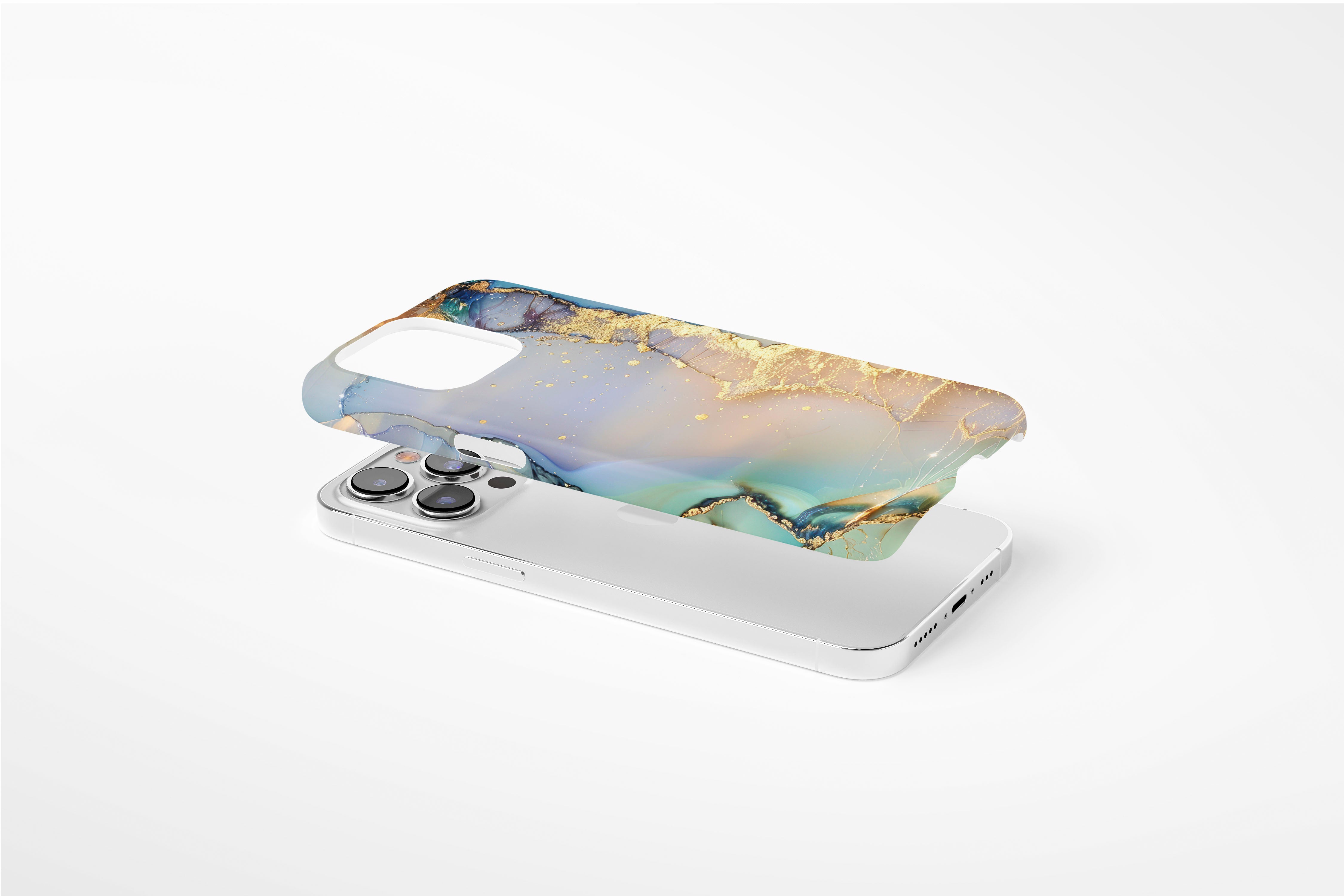 Side view of Opulent Marble case showing  an example of slim case