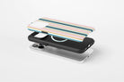 Side view of Palm Springs case showing multi stripe print design