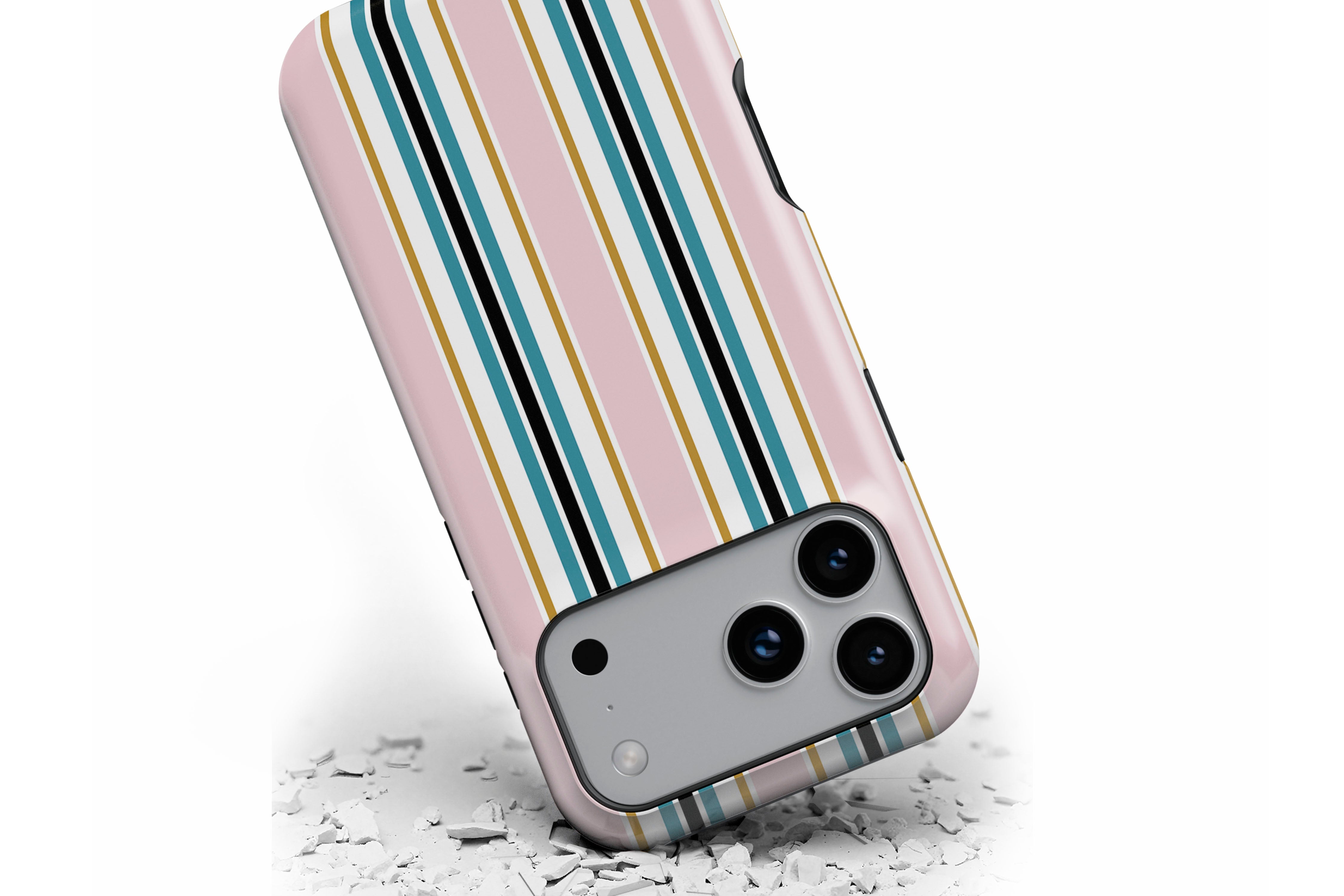 Front view of Palm Springs magnetic tough case showing multi stripe print design