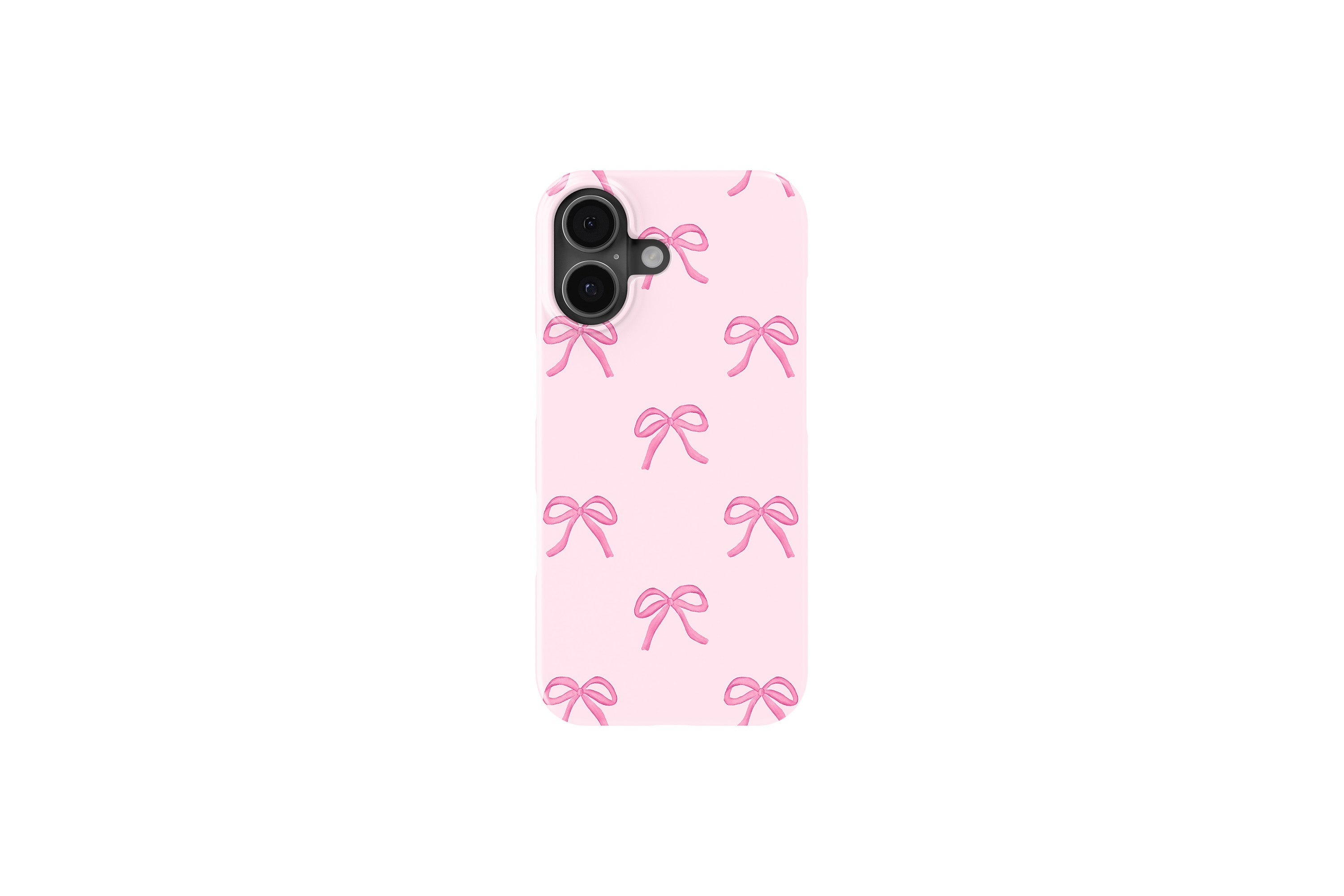 Front view of Pink Bows case showing bows design