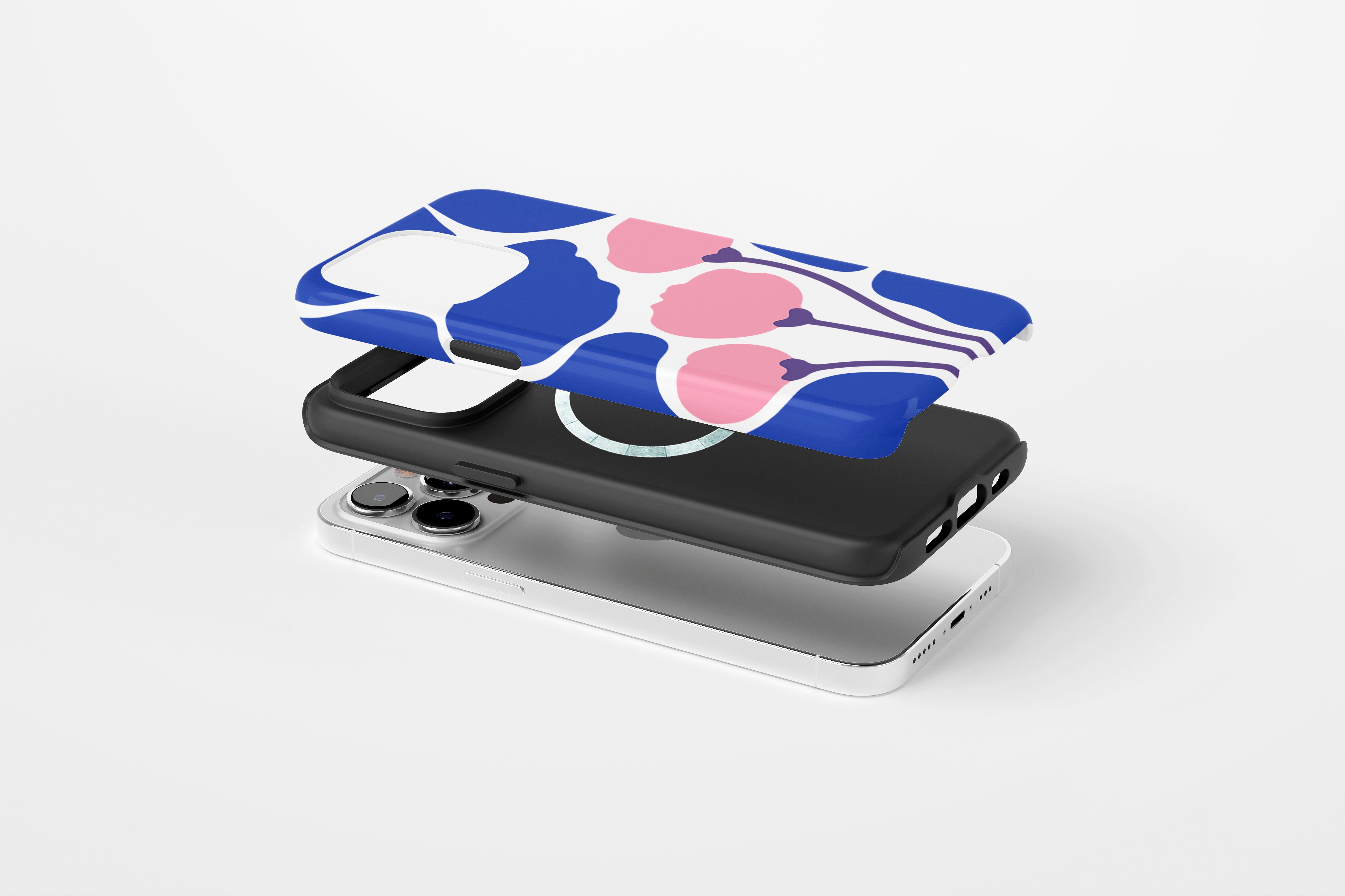 Side view of Poppy Art case showing floral print design