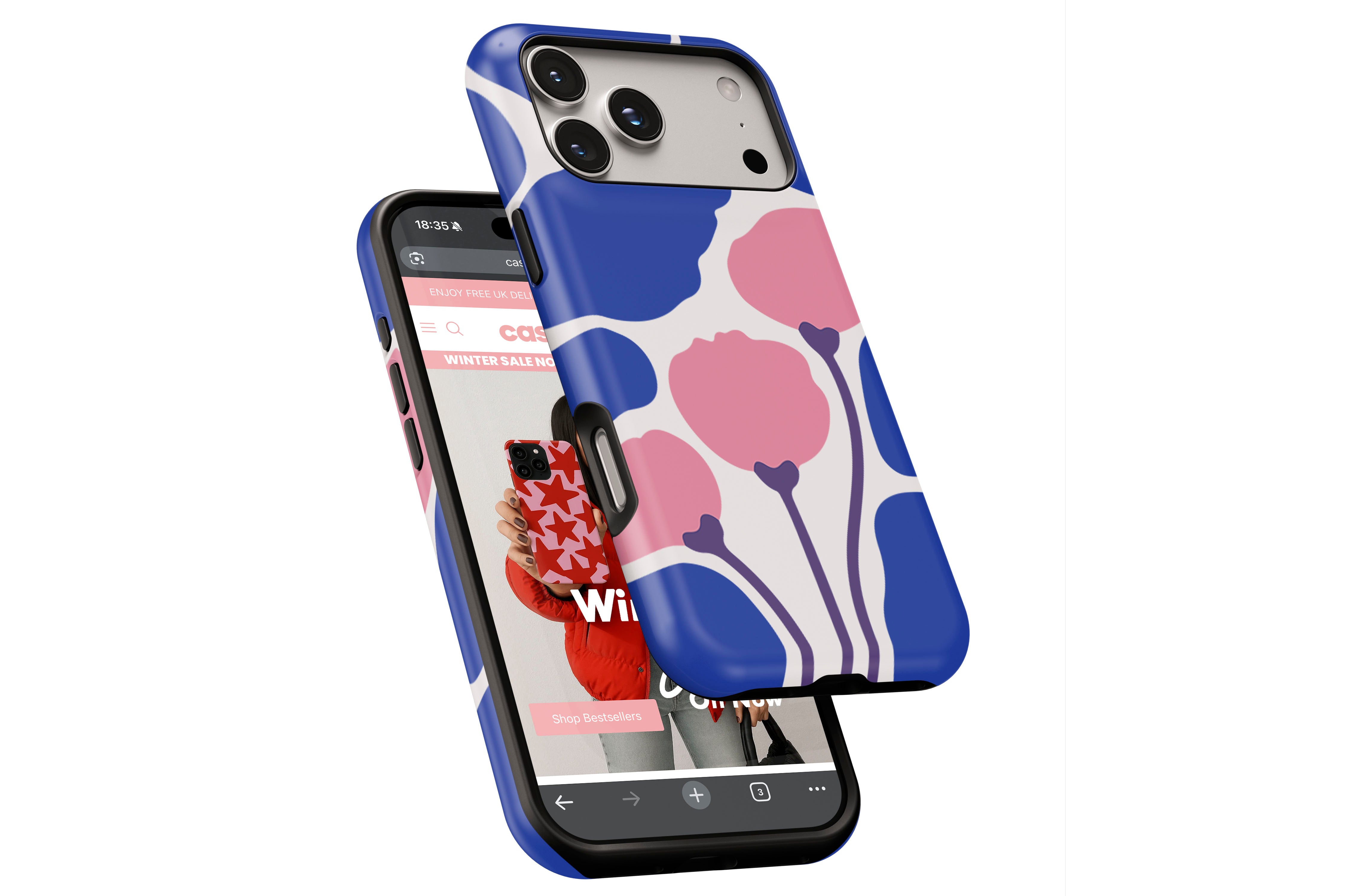 Side view of Poppy Art magnetic tough case showing button cut-outs