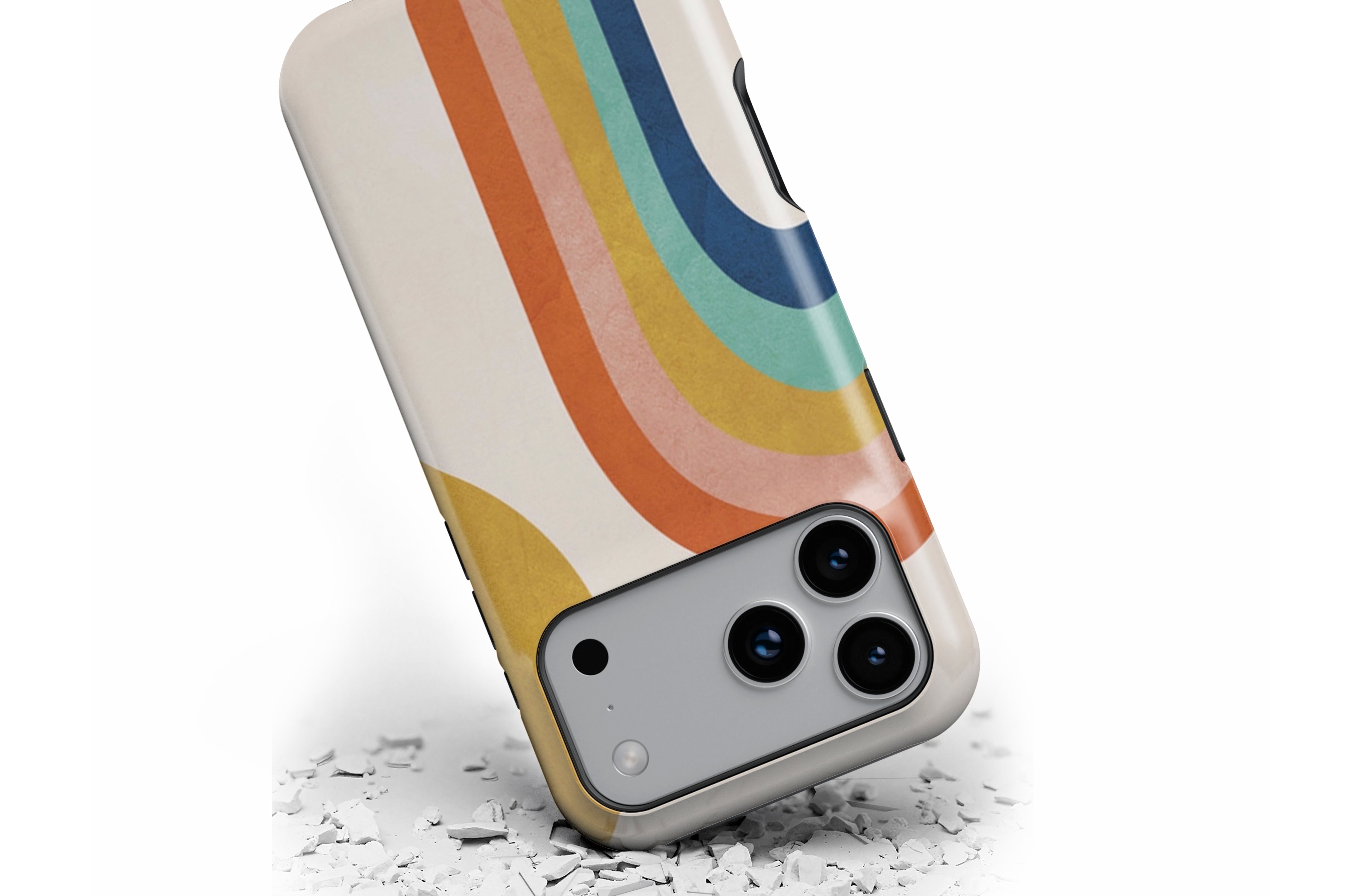 Front view of Rainbow Sun magnetic tough case showing multicolour rainbow design