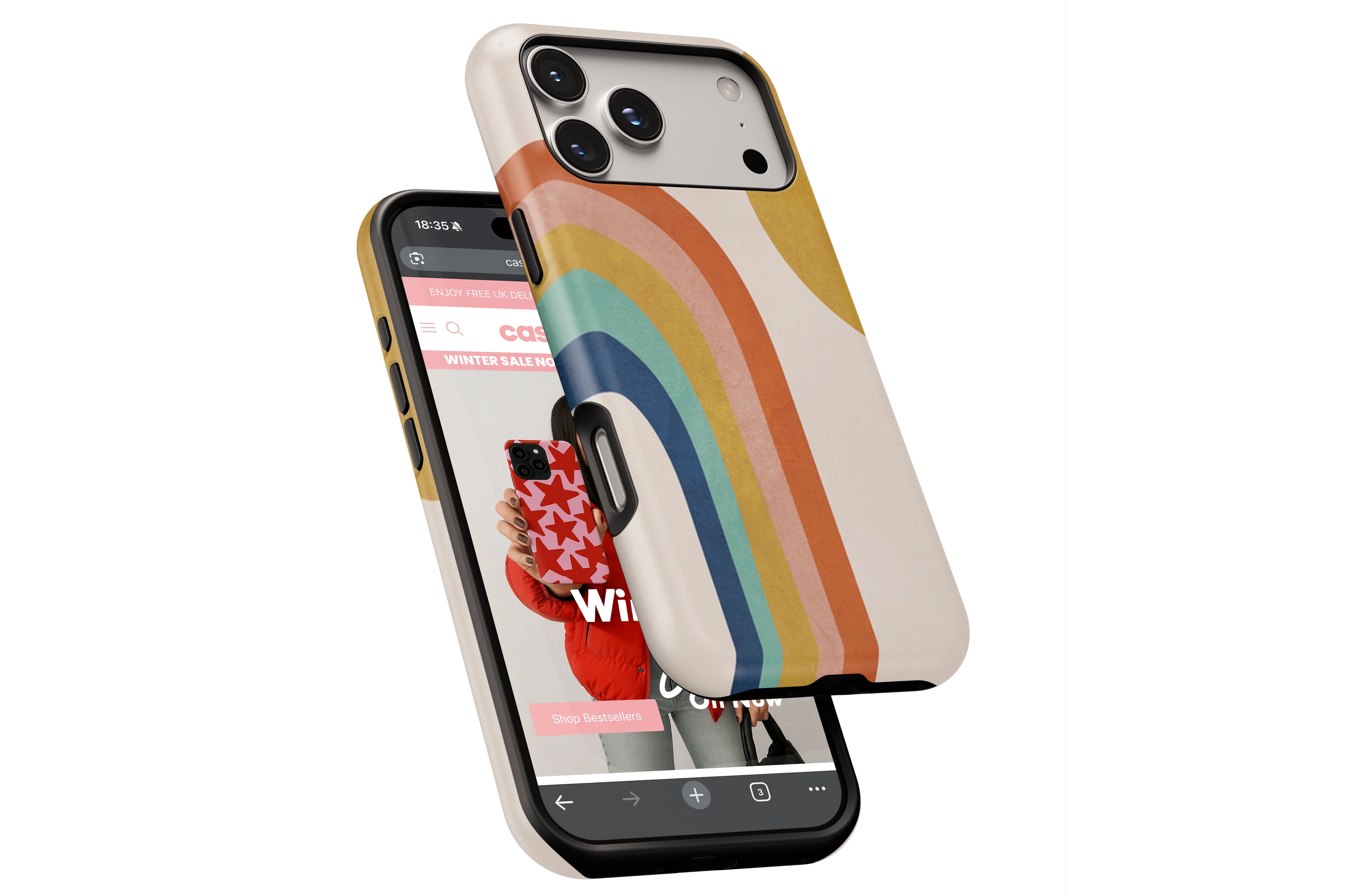 Side view of Rainbow Sun magnetic tough case showing button cut-outs