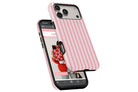 Side view of Sleepover Pink Stripe magnetic tough case showing button cut-outs