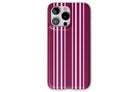 Front view of Soho phone case showing rich burgundy and pink vertical stripe print