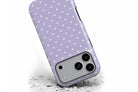 Front view of Spotted Lilac magnetic tough case showing dotty design