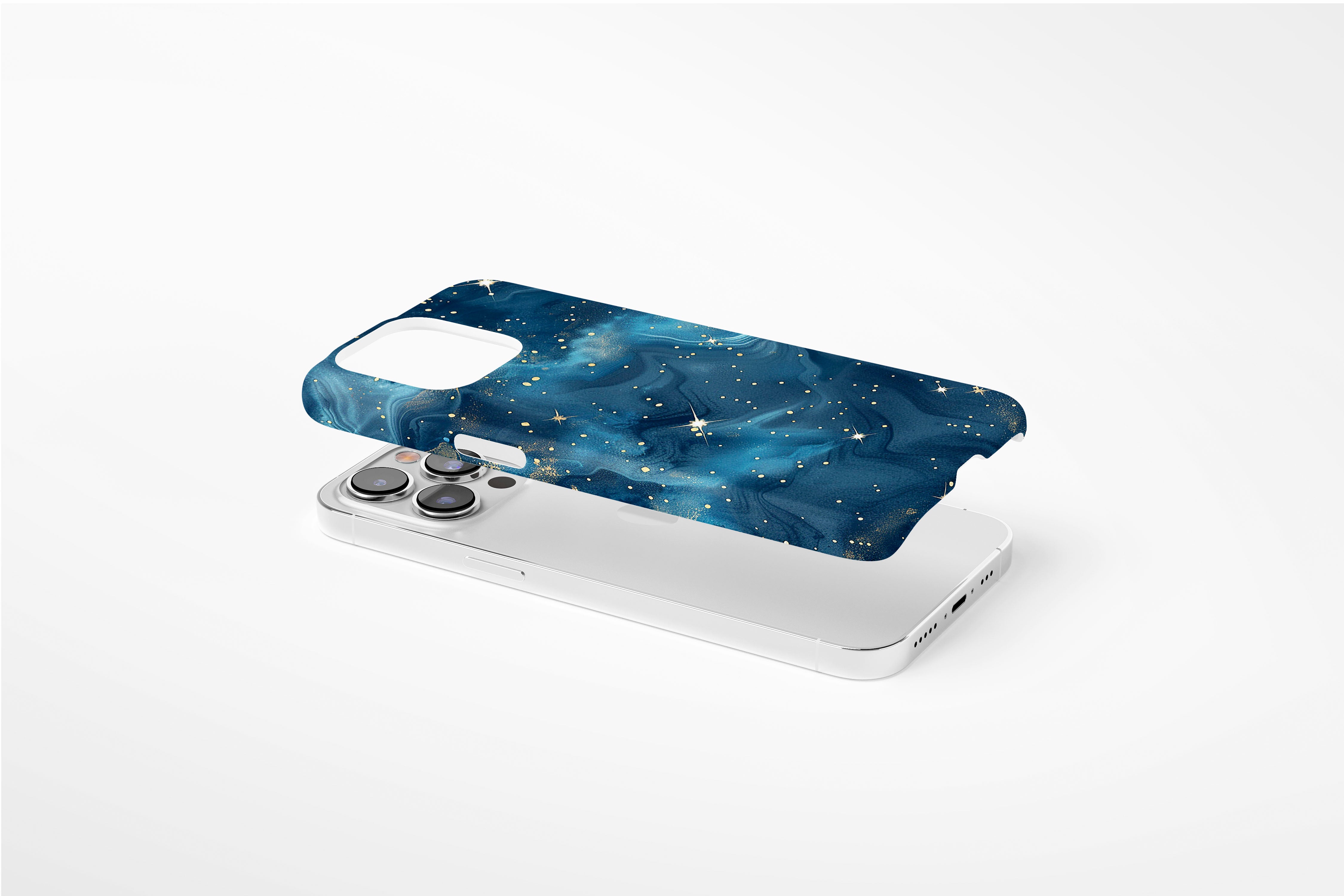 Side view of Starry Night case showing  an example of slim case
