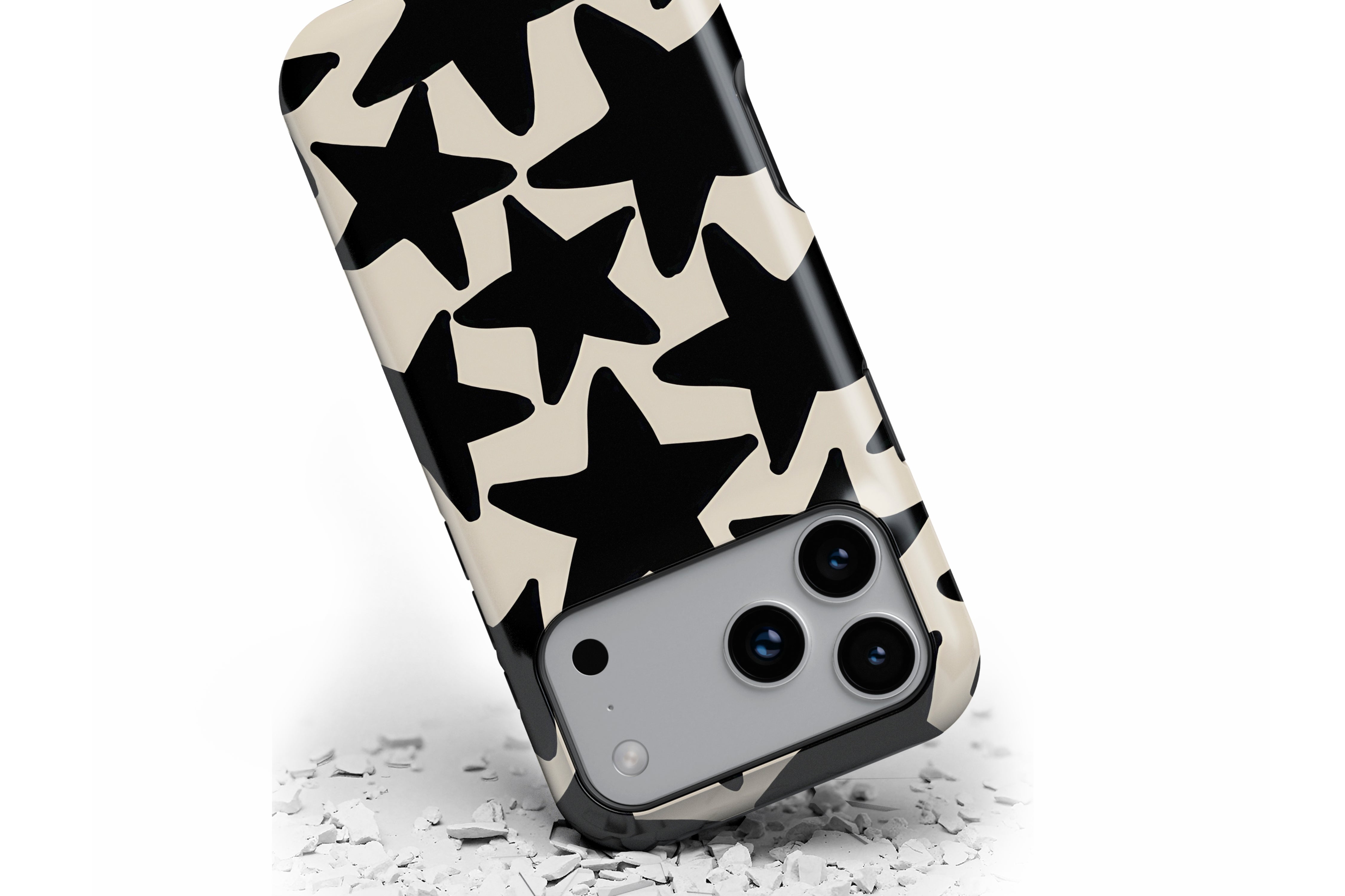 Front view of Stars Black magnetic tough case showing stars design