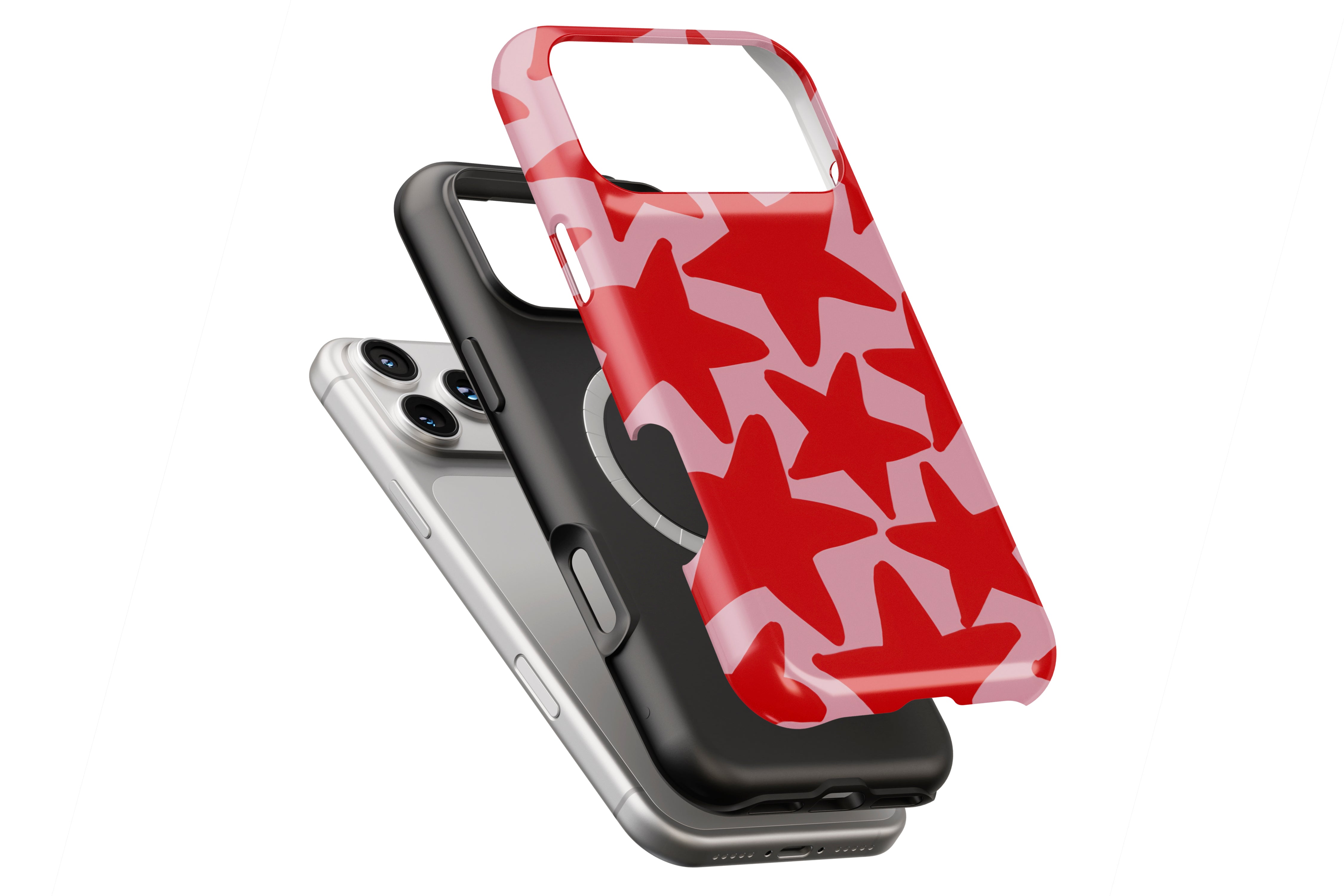 Stars Cherry magnetic case showing built-in magnetic ring compatible with MagSafe charging