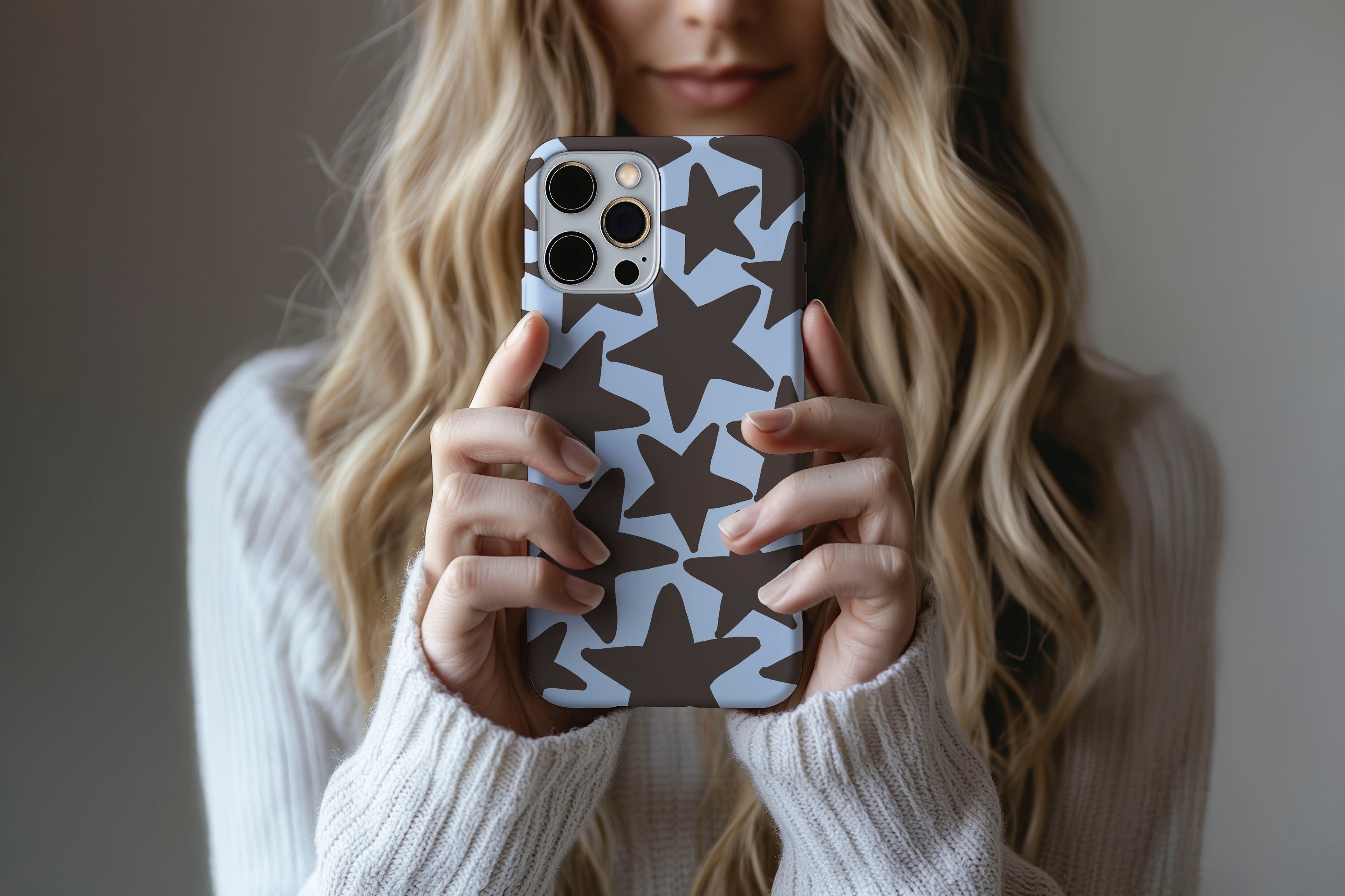 Front view of Stars (Chocolate) magnetic tough case showing star print design